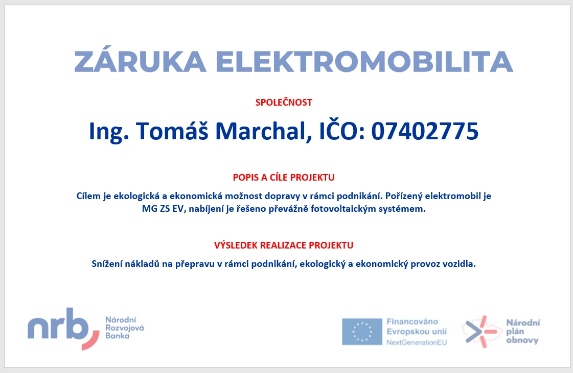 Záruka elektromobility – Ing. Tomáš Marchal